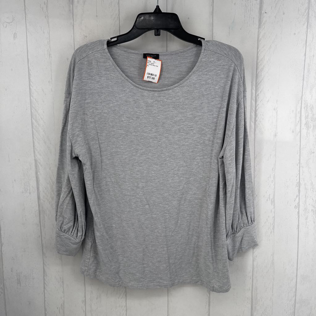L round neck 3/4 slv top
