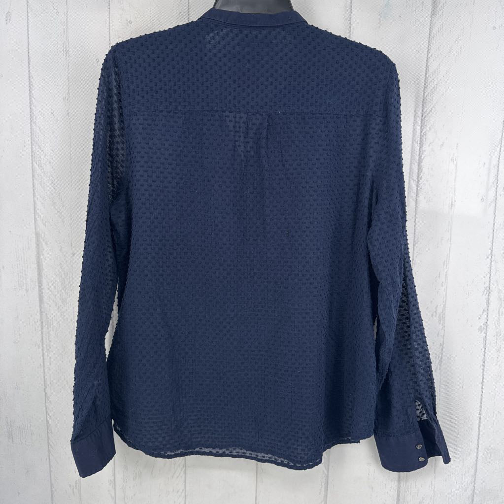 12 swiss dot 1/2 button down l/s top