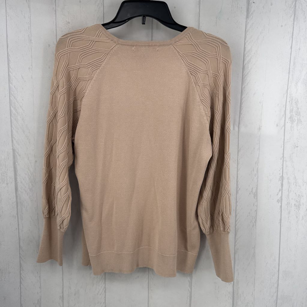 L textured slv knit top l/s