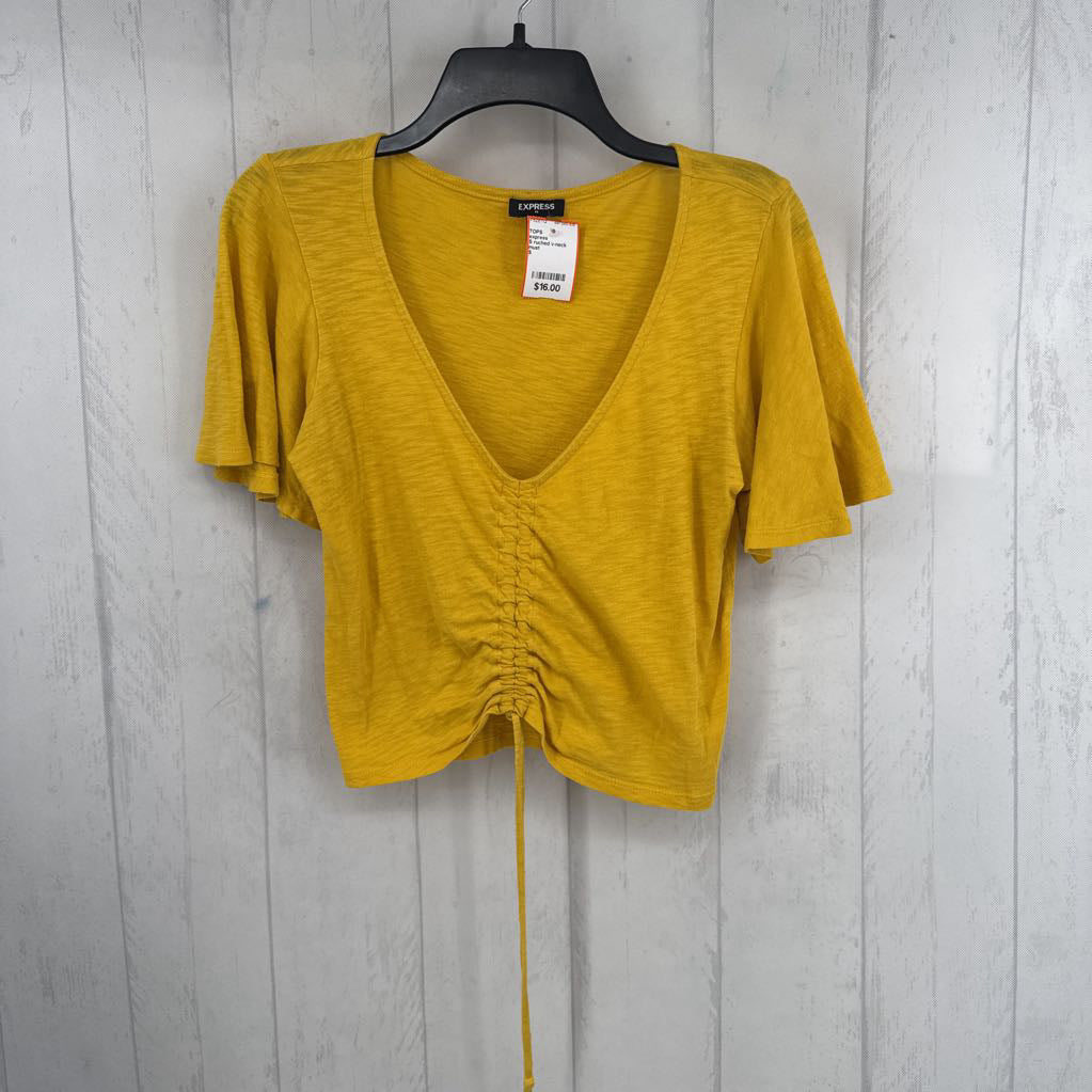 S ruched v-neck s/s tee