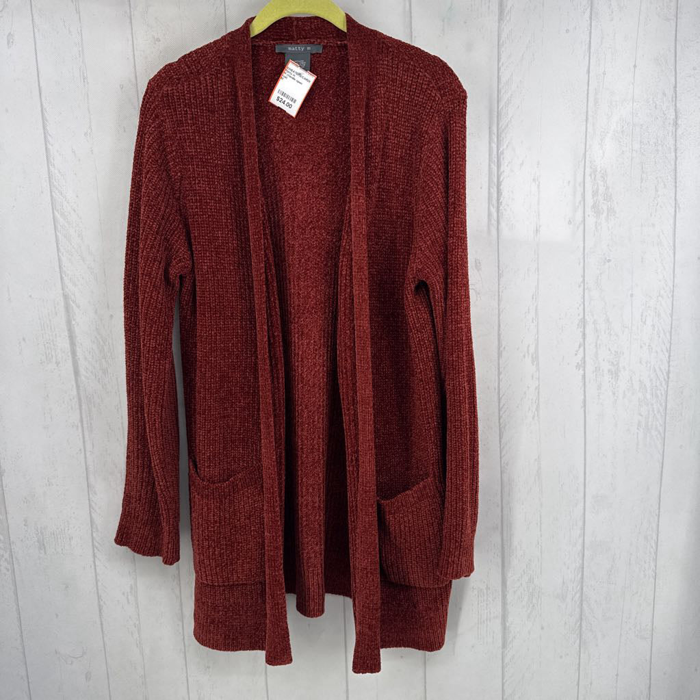 M chenille open front cardi