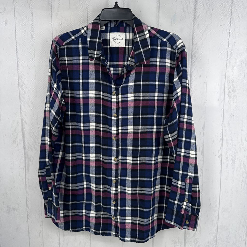 L plaid button down l/s top