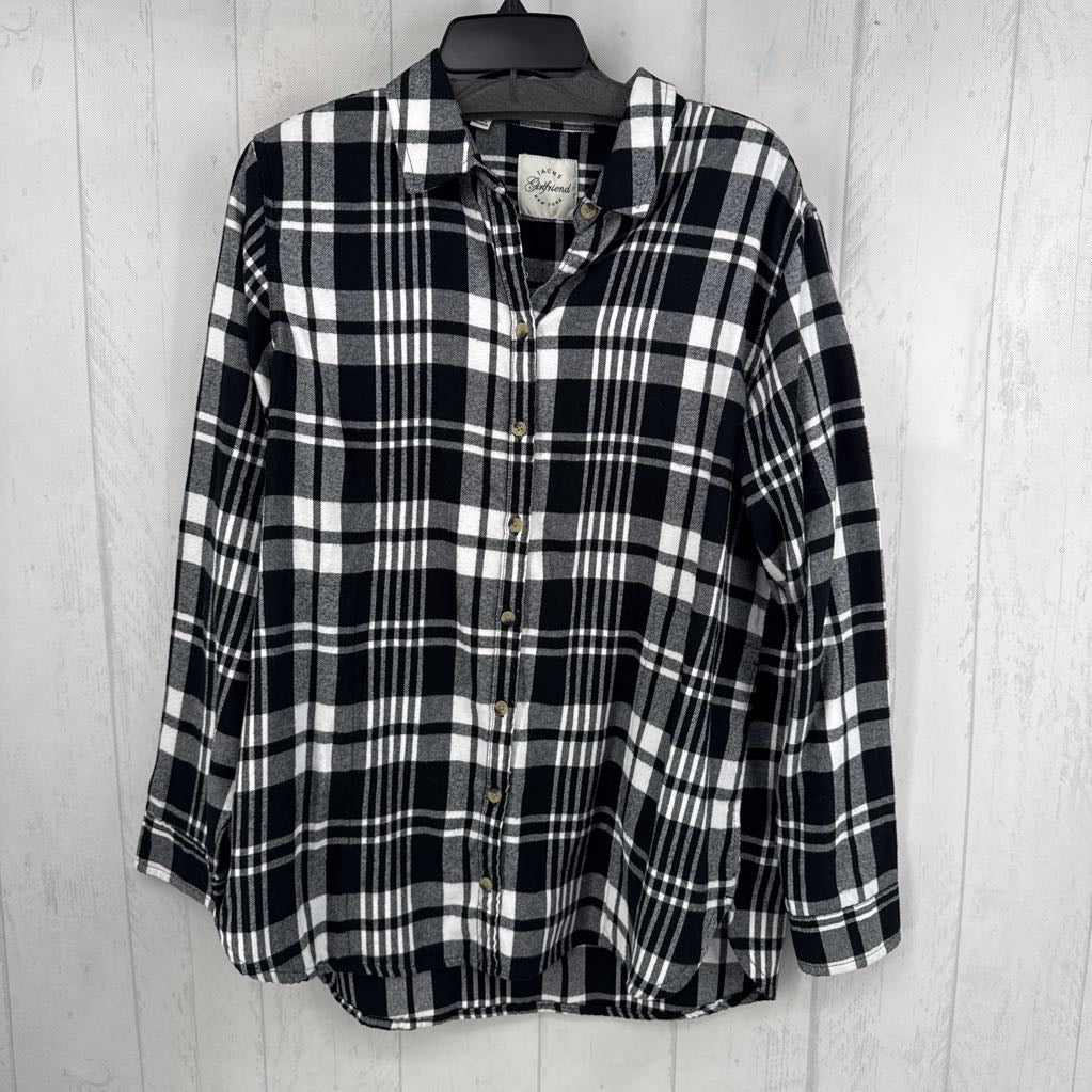 L plaid button down l/s top