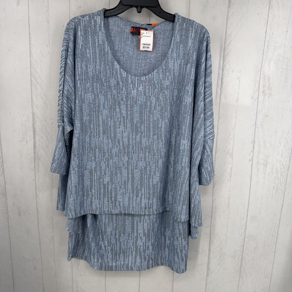 L marled layered dolman slv top