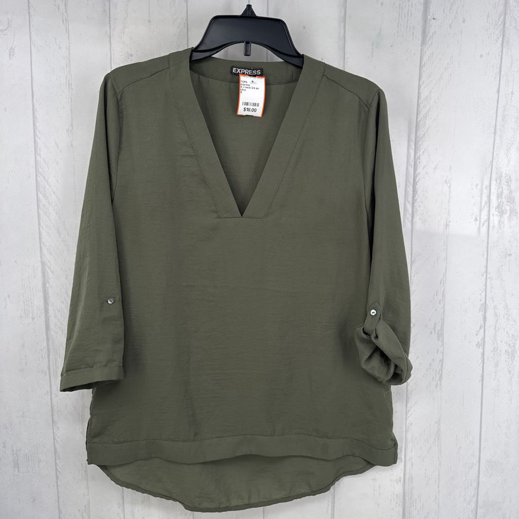 S v-neck 3/4 slv top