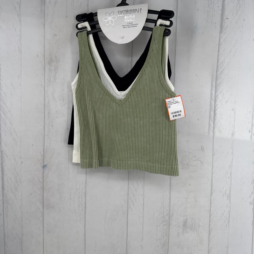 S/M 3pk seamless v-neck tanks
