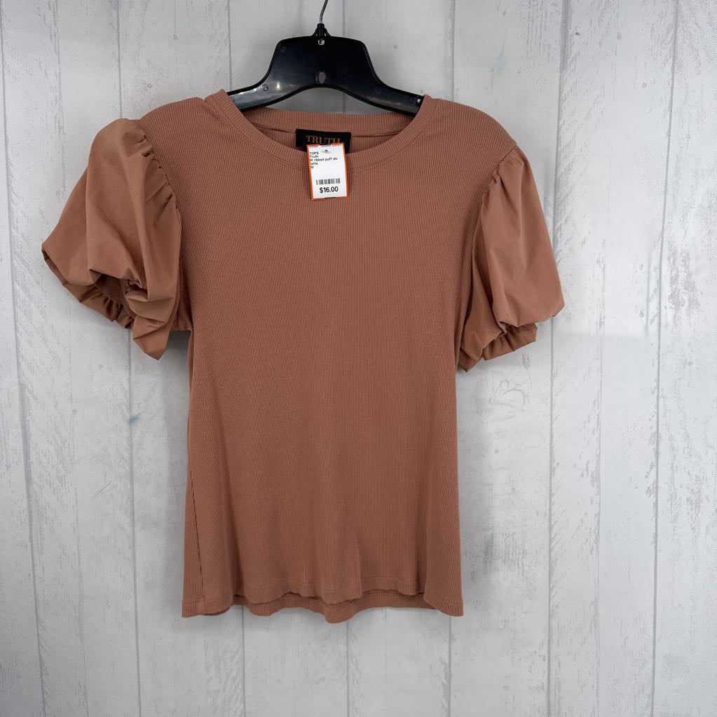 M ribbed puff slv top s/s