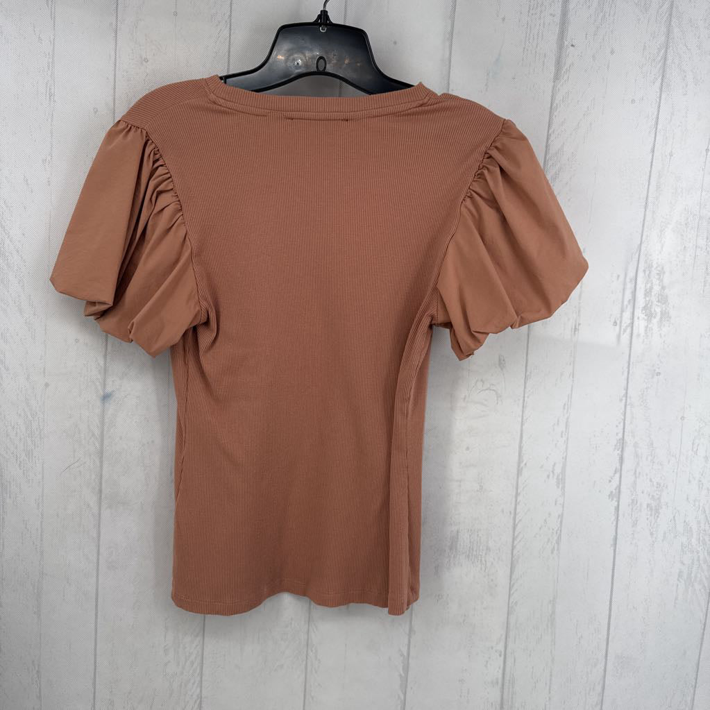 M ribbed puff slv top s/s