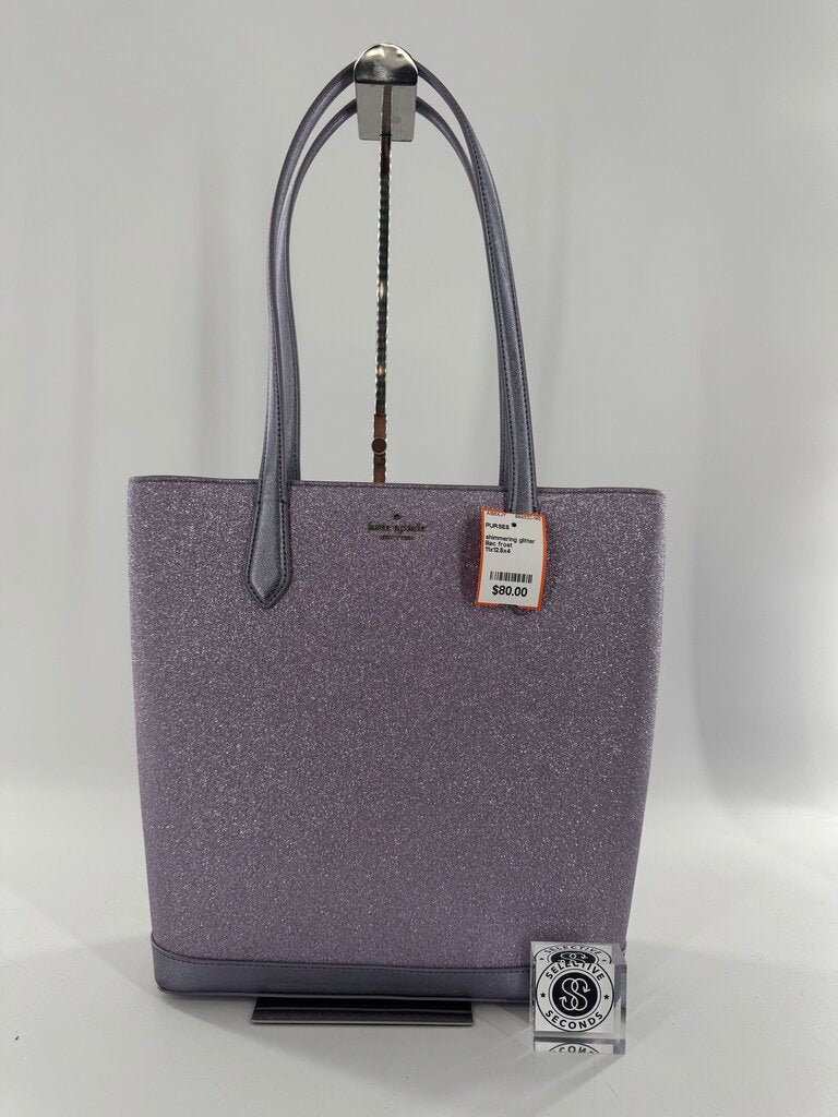 shimmering glitter top zip tote