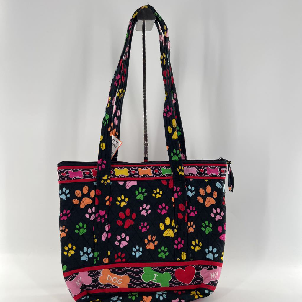 quilted paw print pattern tote
