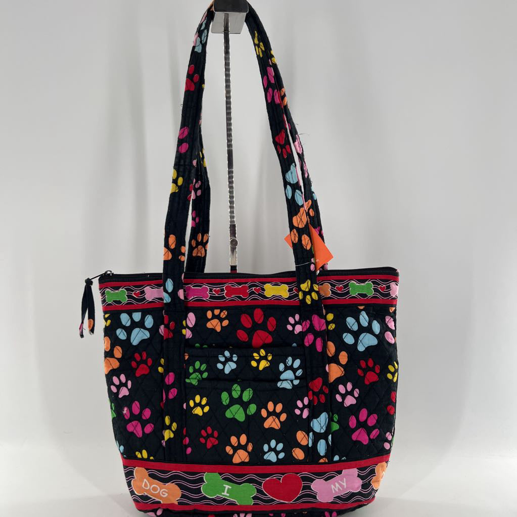 quilted paw print pattern tote
