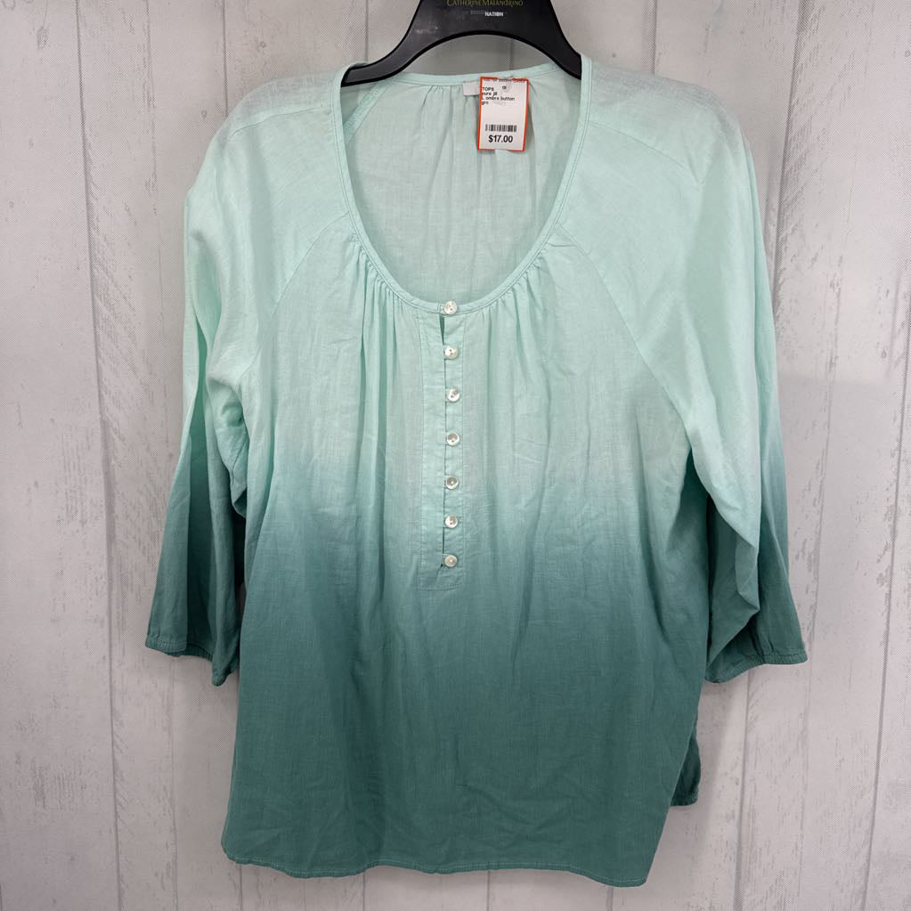 L ombre button front 3/4 slv top