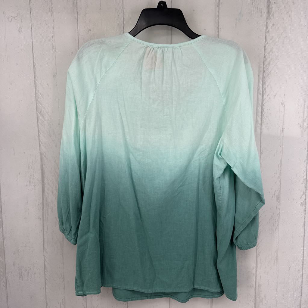 L ombre button front 3/4 slv top