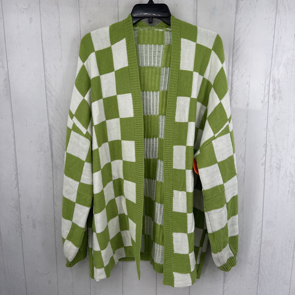 OXL checkered open front cardi