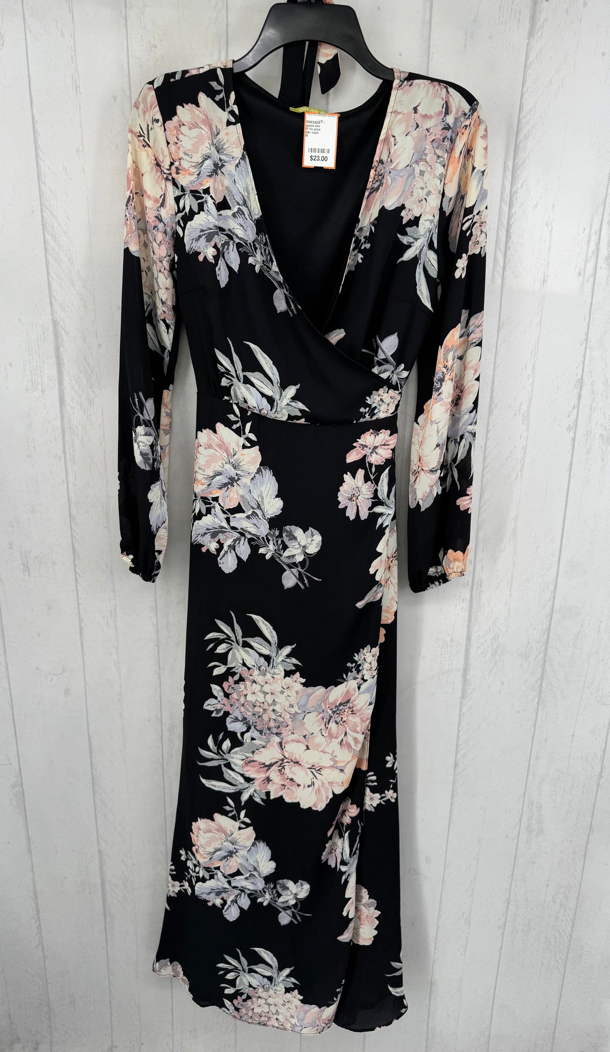 M flo print crossover l/s dress