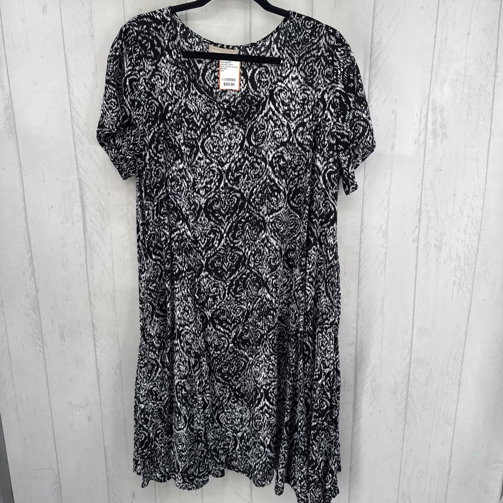 22w printed scoop neck s/s dress