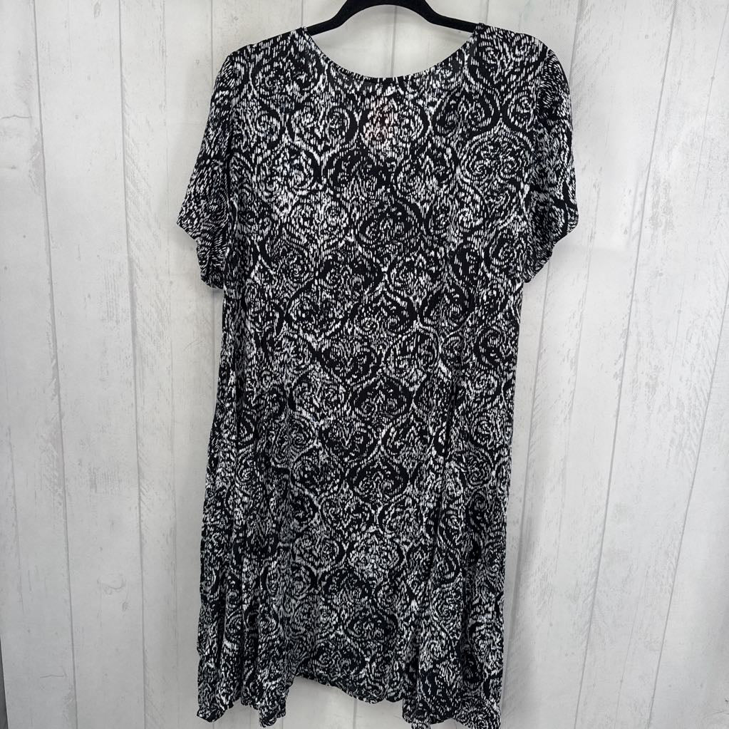 22w printed scoop neck s/s dress