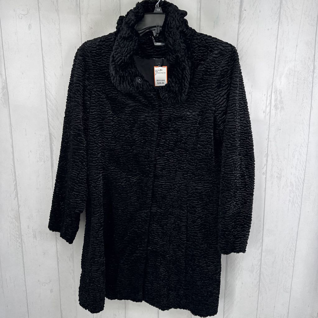 L textured faux fur jacket