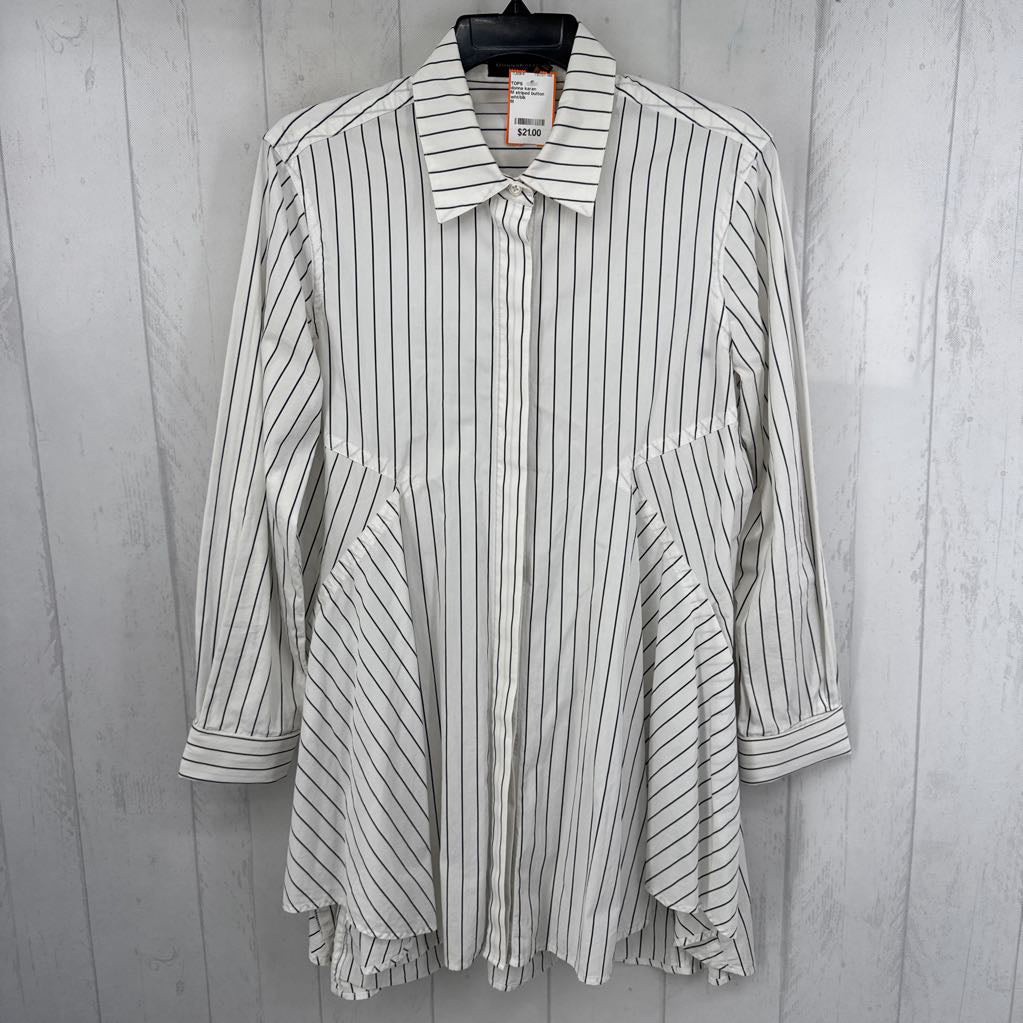 M striped button down l/s top