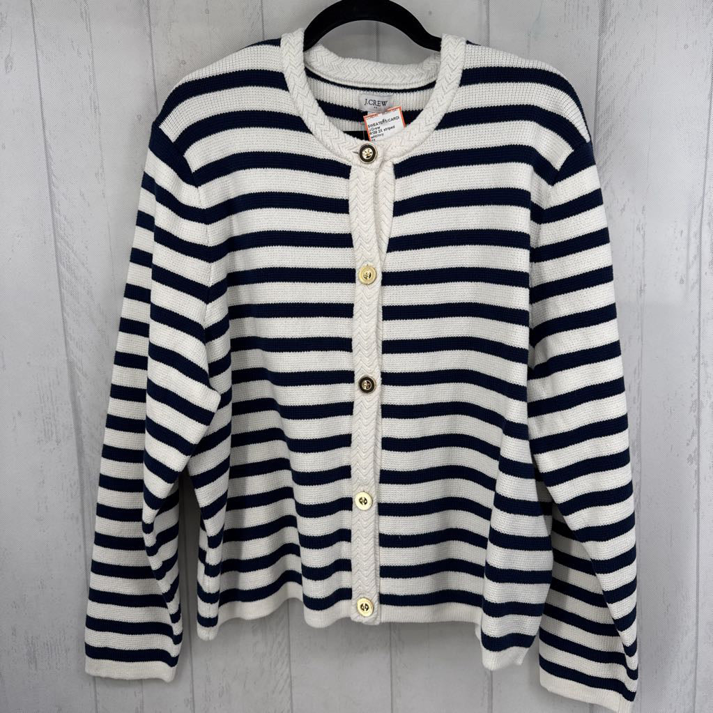 R138 2X striped button down sweater