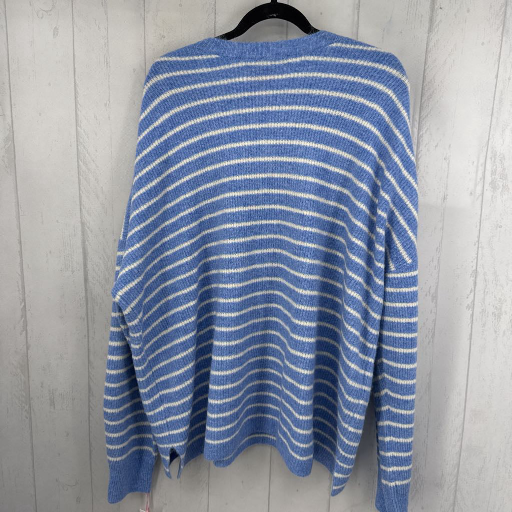 3X round neck striped sweater