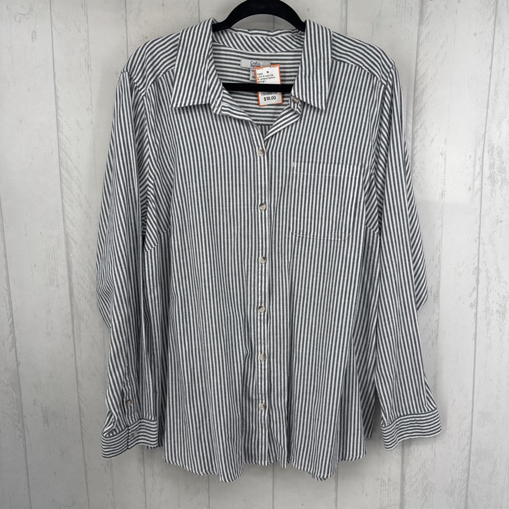 1X striped button down l/s top