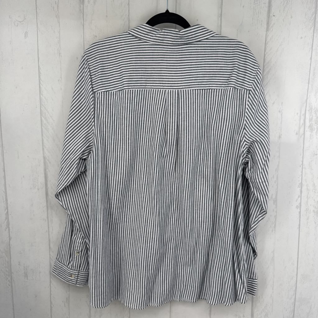 1X striped button down l/s top