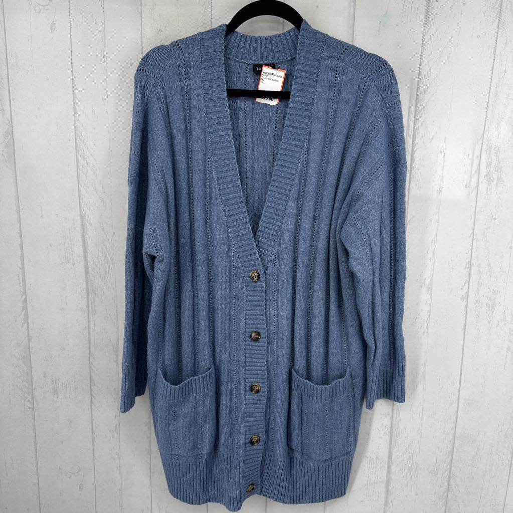 1X rib knit button front cardi