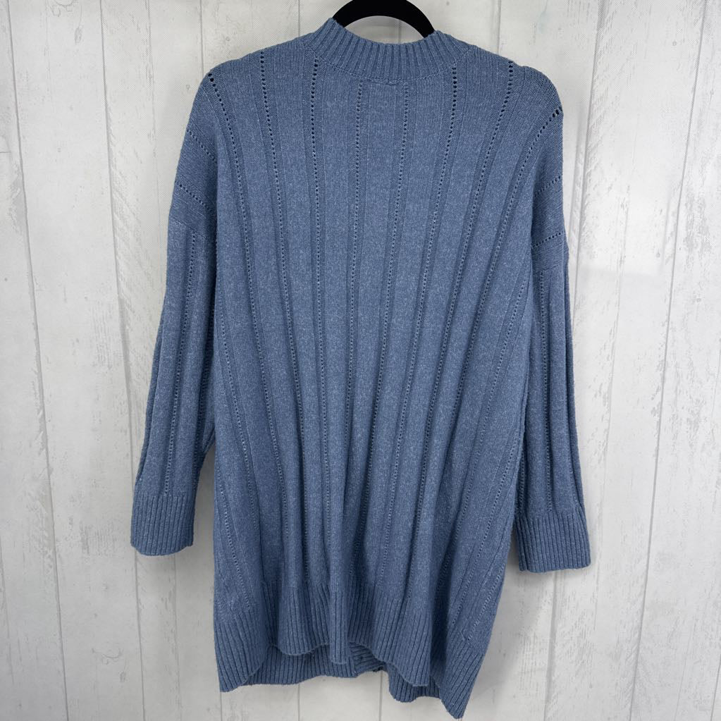 1X rib knit button front cardi