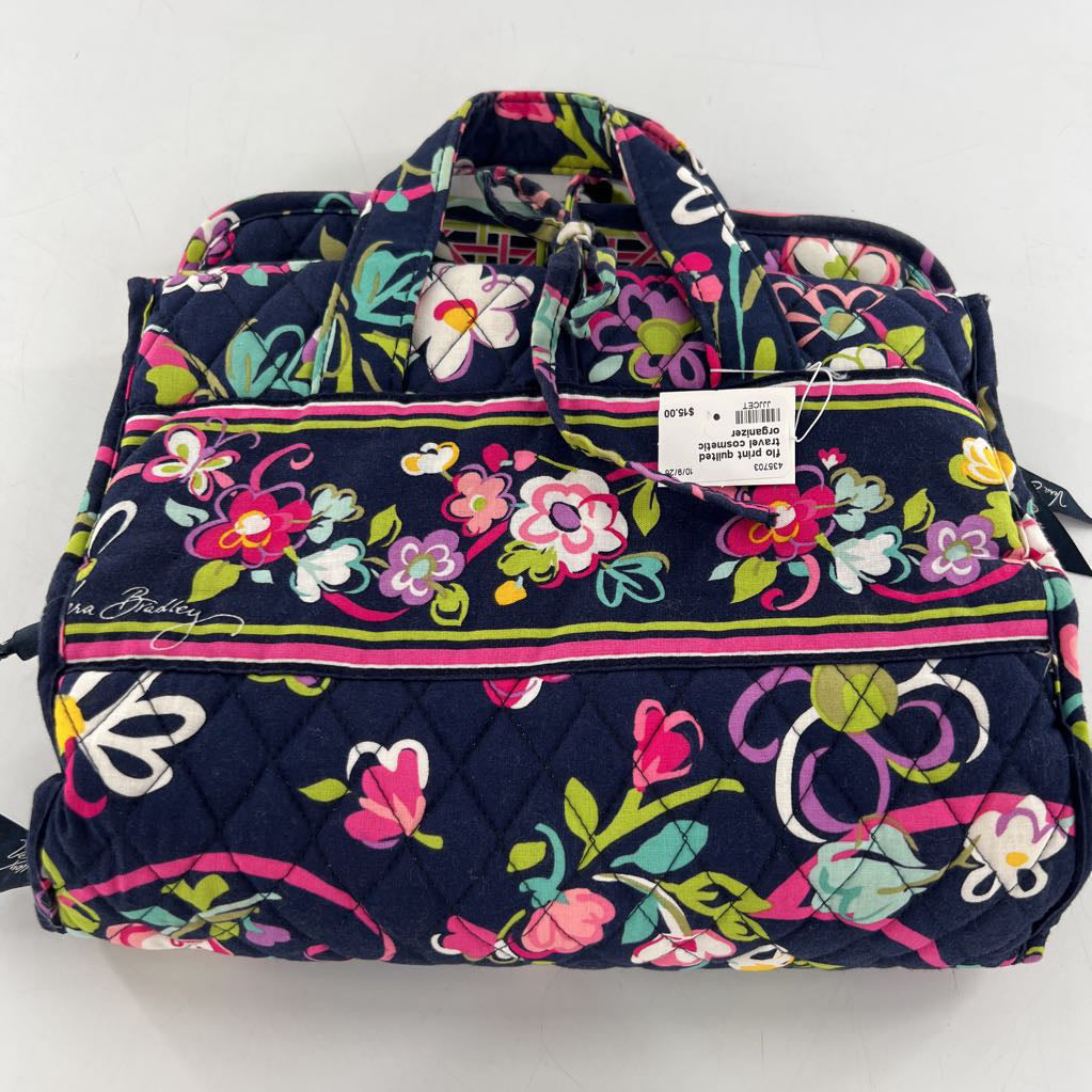 flo print quilted travel cosmetic organizer