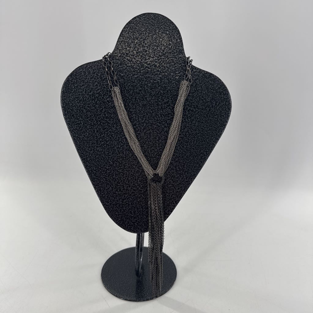 20" silver chain tassel necklace