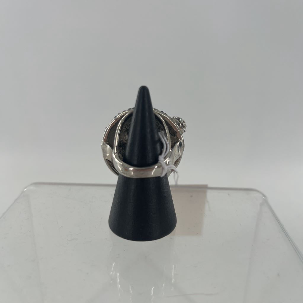 sz5 silver crystal floral ring
