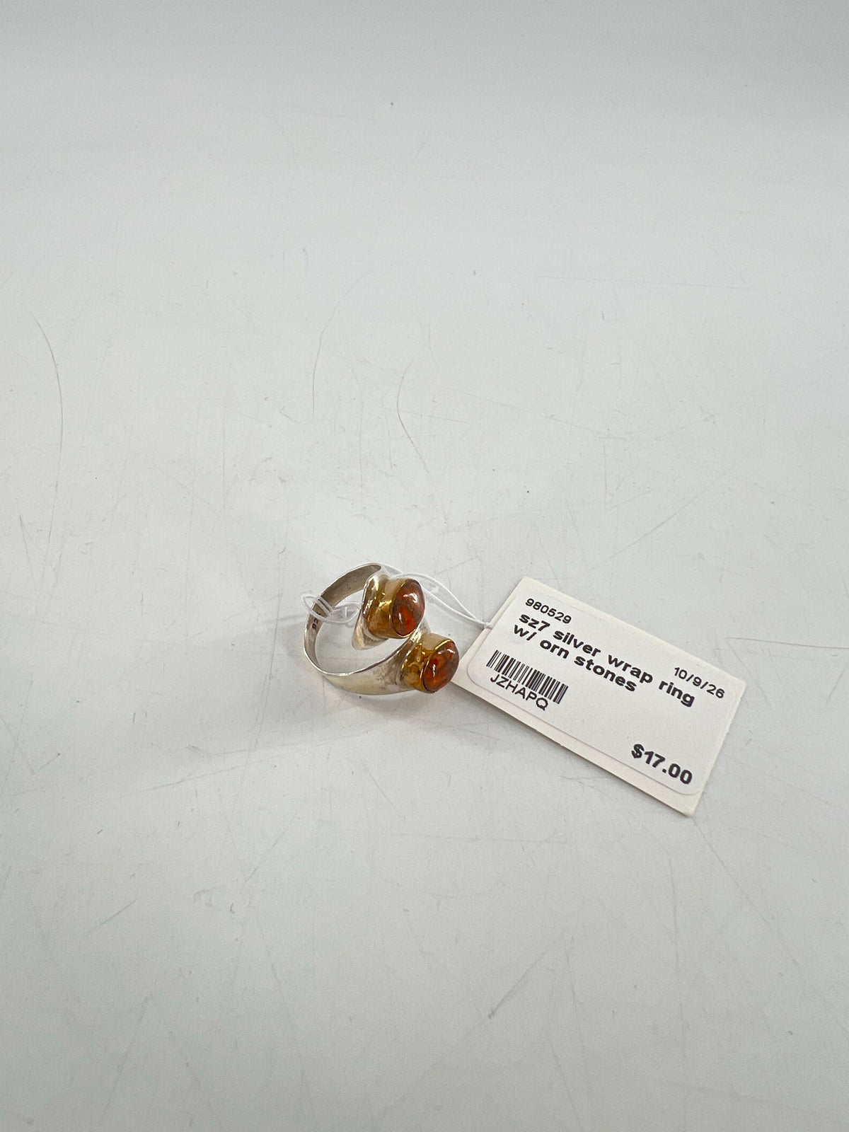 sz7 silver wrap ring w/ orn stones