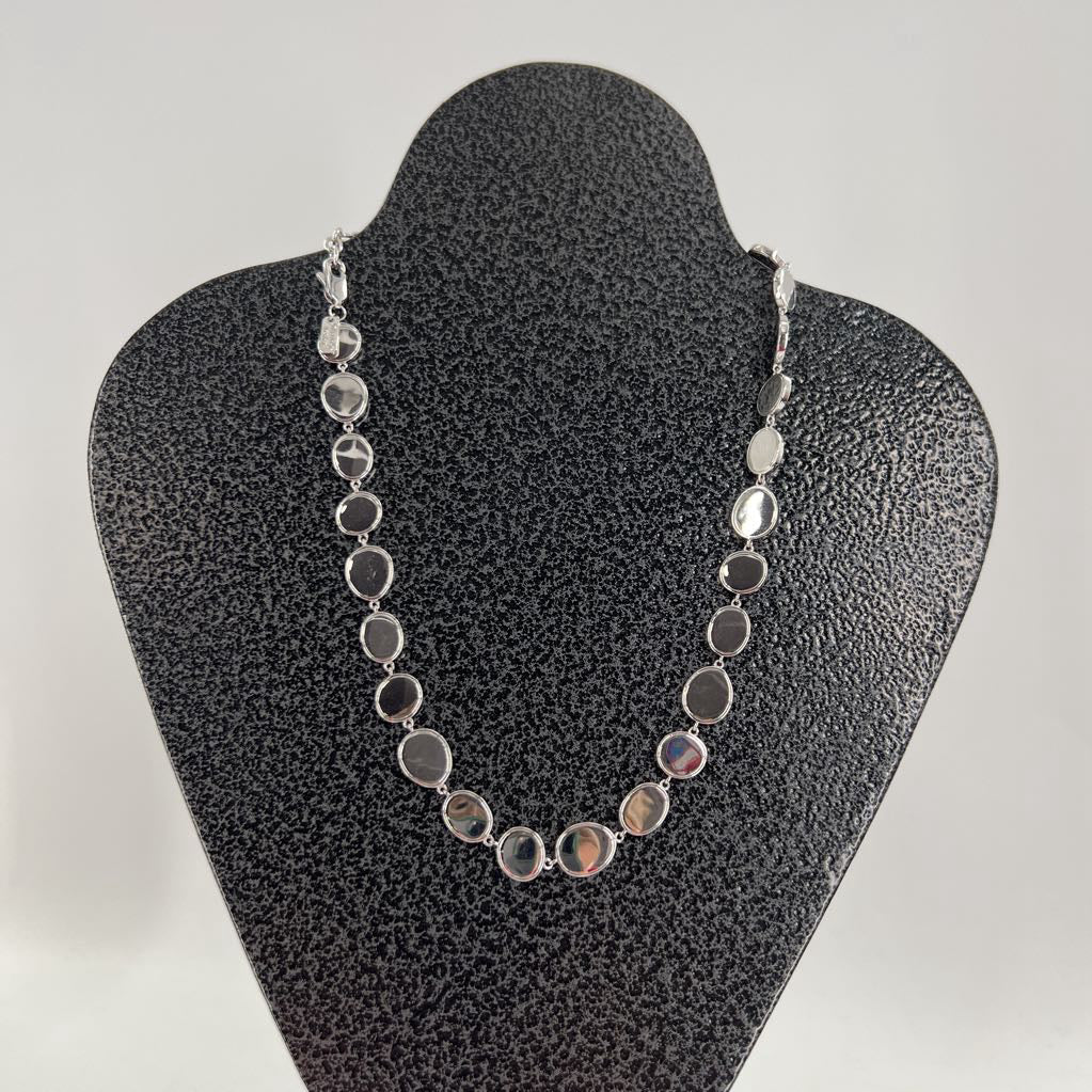 9" silver disc necklace