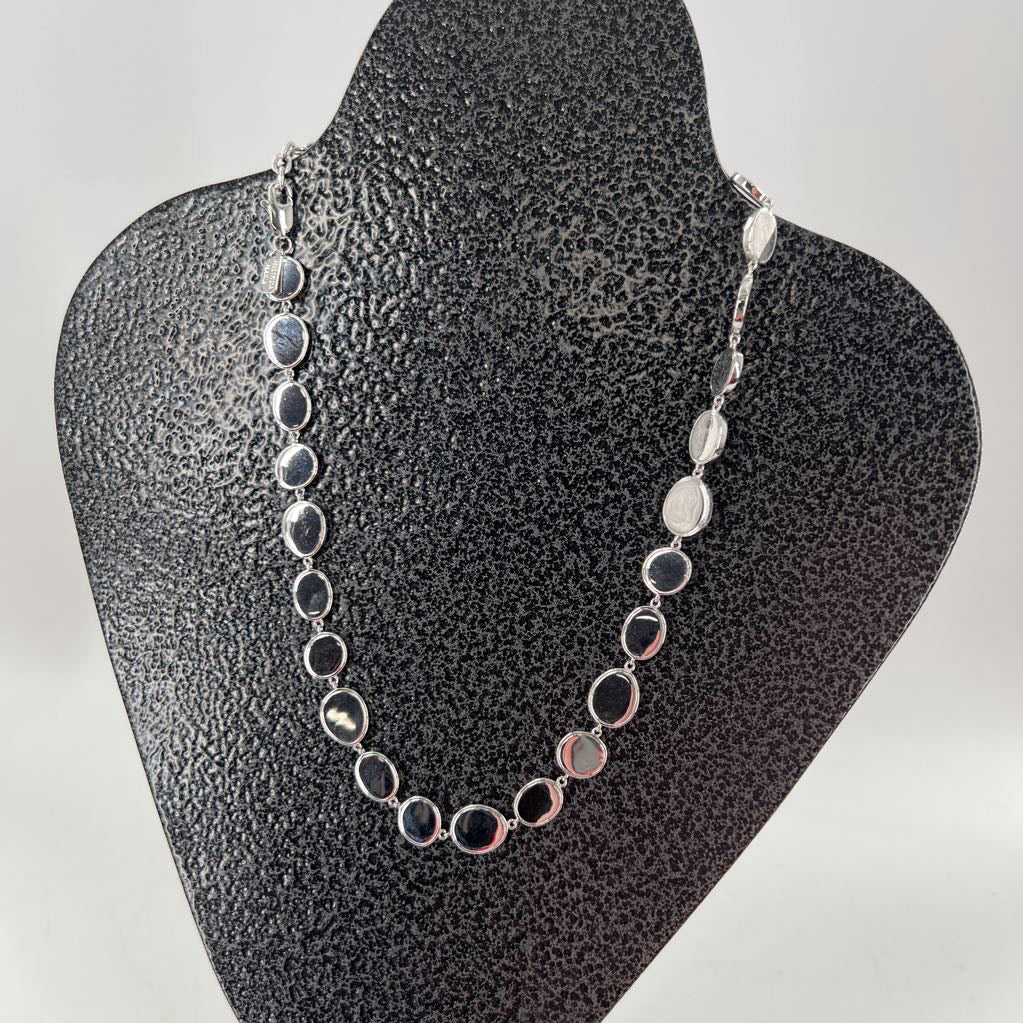 9" silver disc necklace