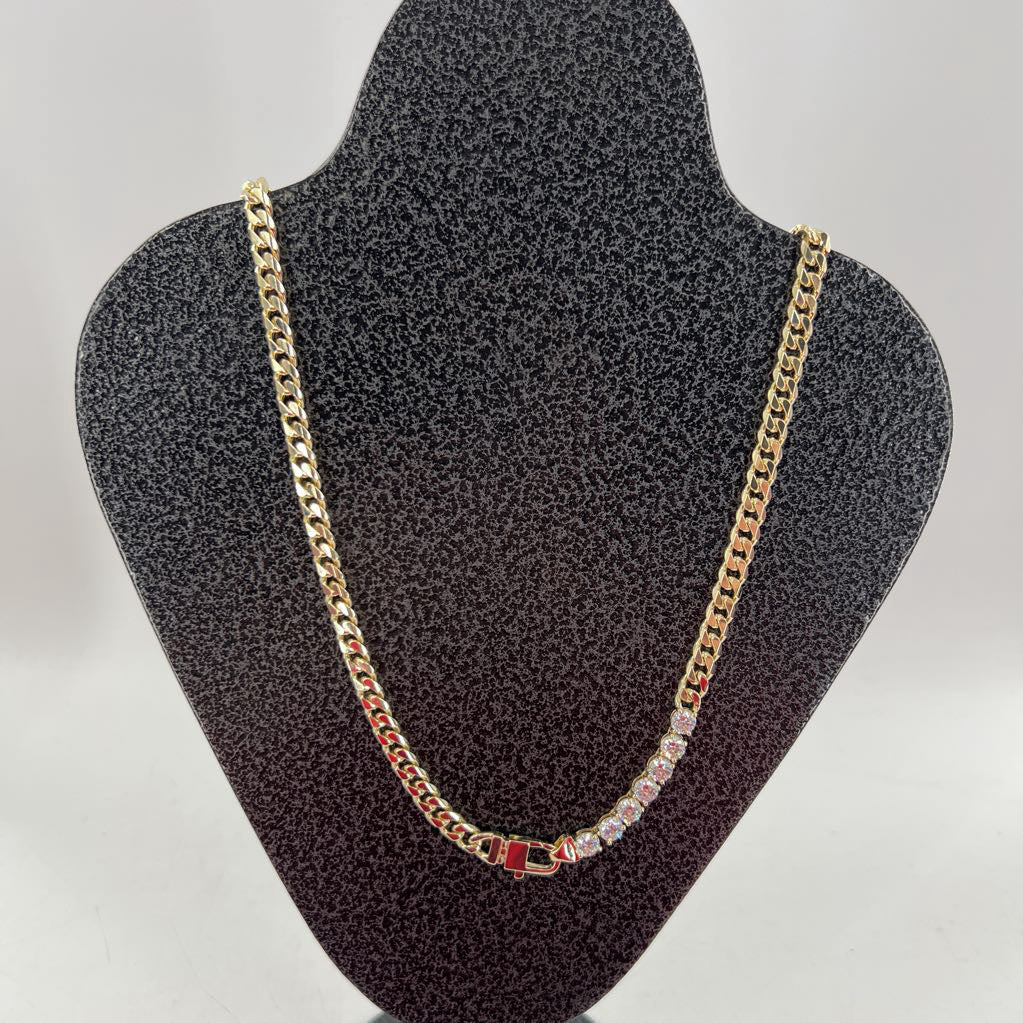 9" gold chain cz clasp necklace