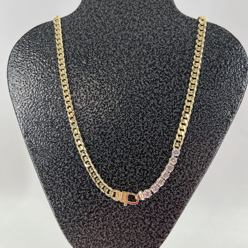 9" gold chain cz clasp necklace
