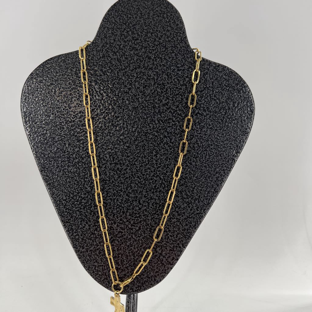 12" goldtone necklace w/ cross pendant