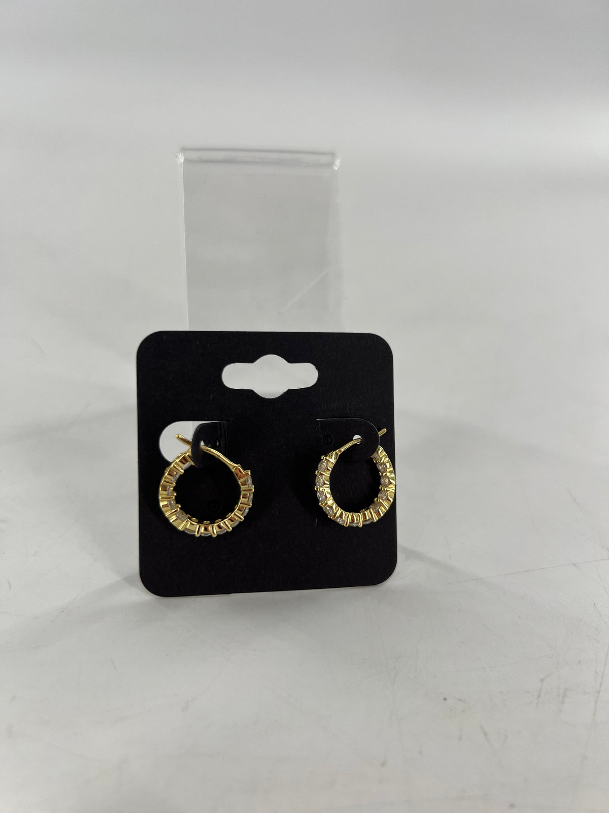 gold tone cz hoop earrings