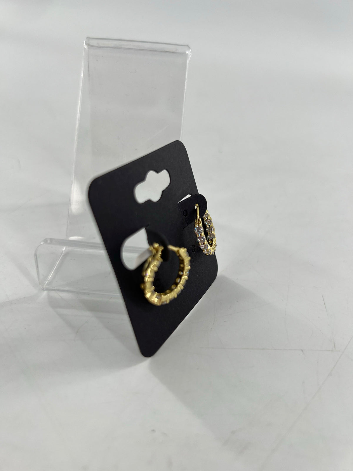 gold tone cz hoop earrings