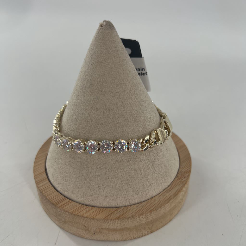 gold chain w/ round cz bracelet
