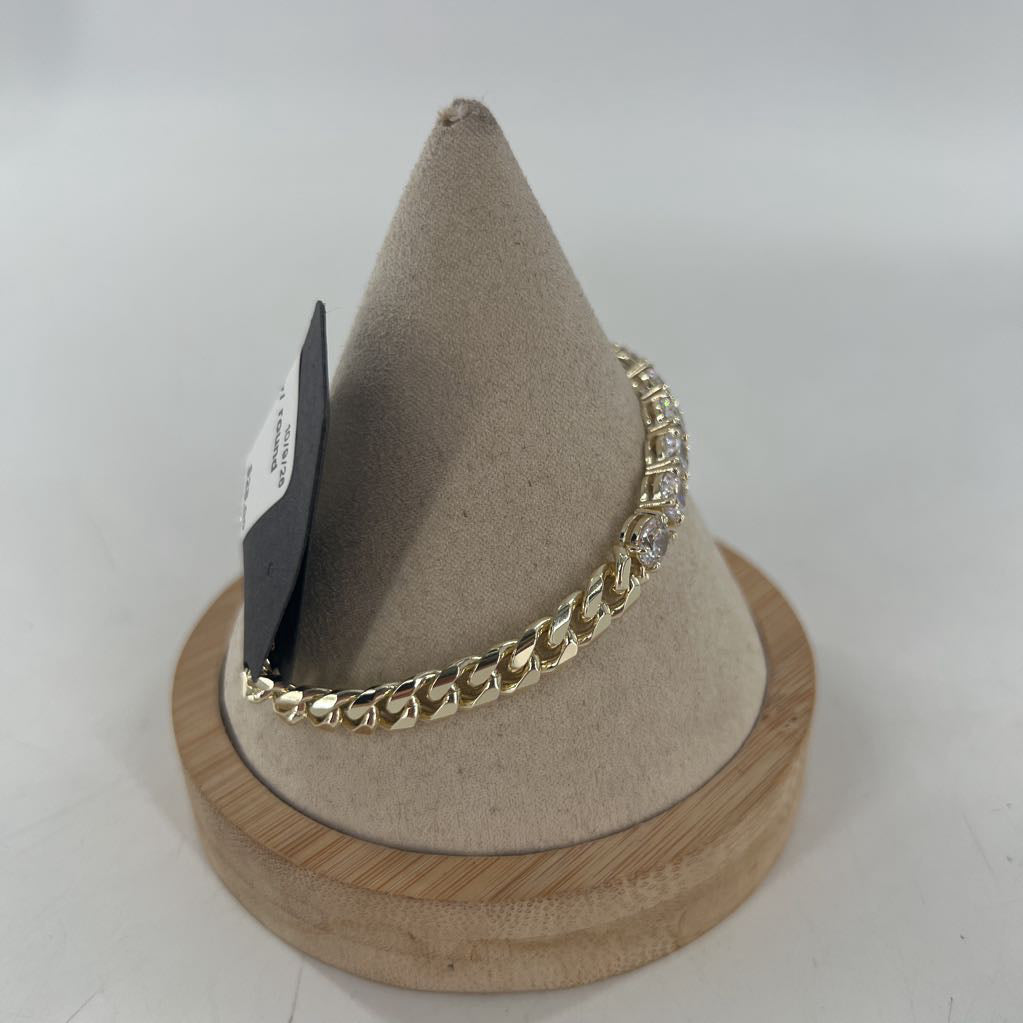 gold chain w/ round cz bracelet