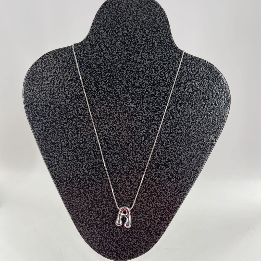 10" silver A pendant necklace