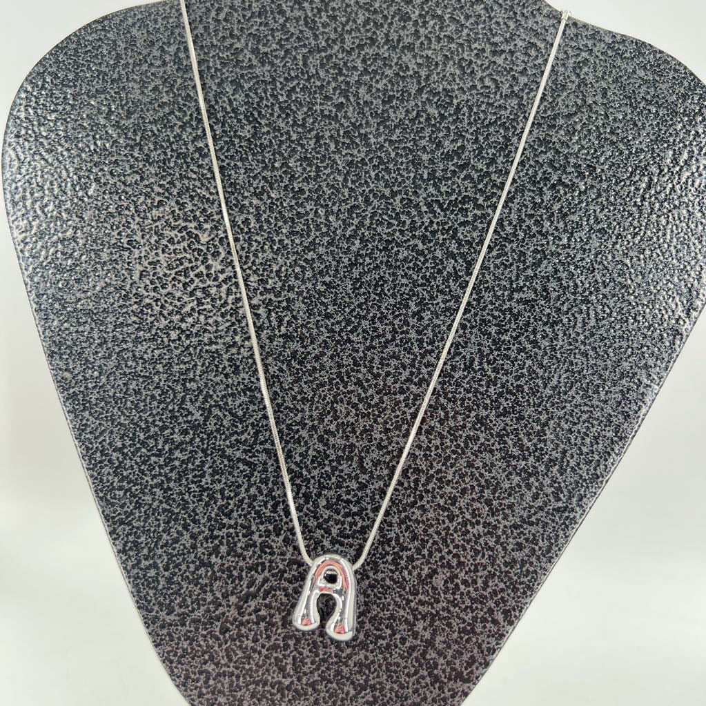 10" silver A pendant necklace
