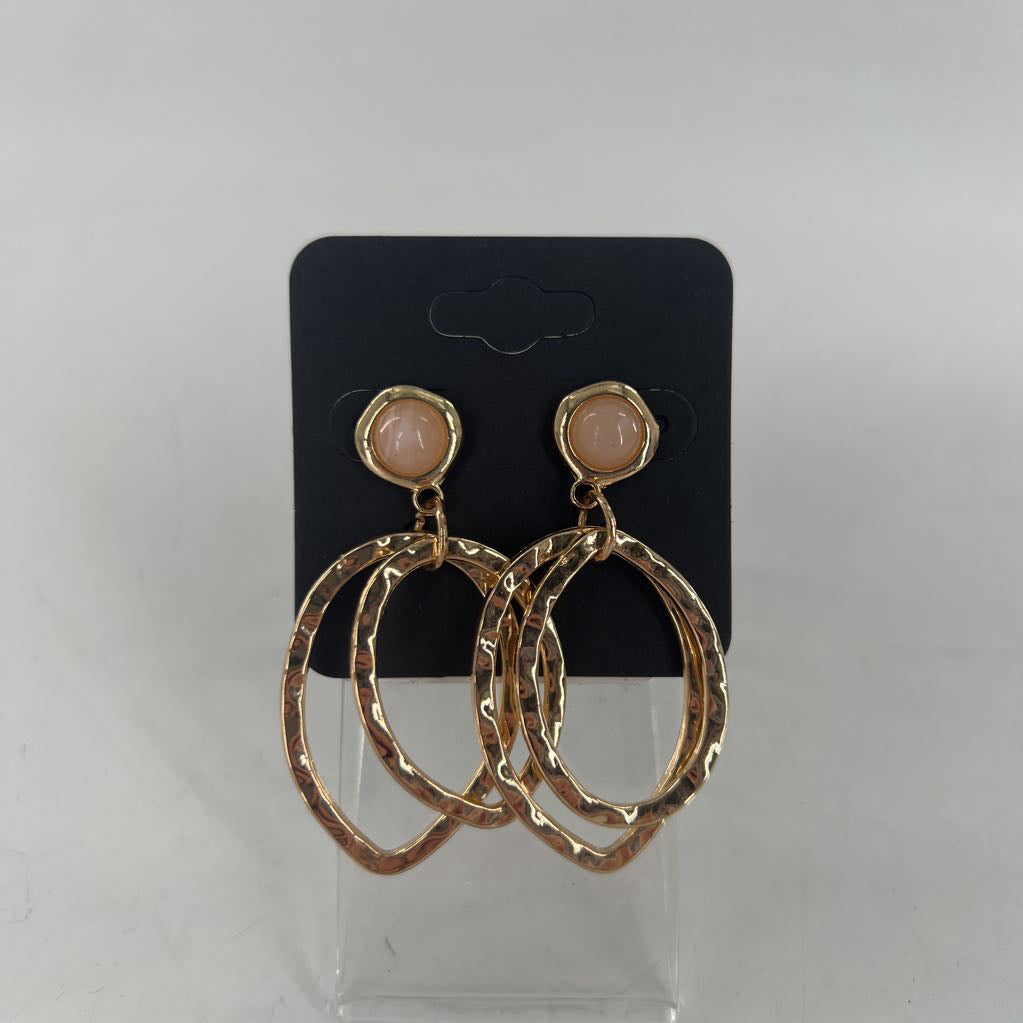 pink pearl gold dangle earrings
