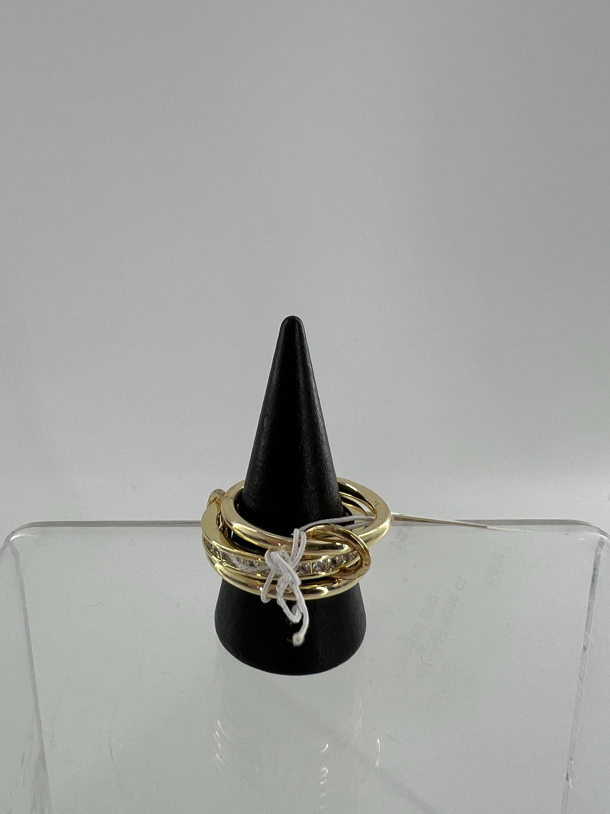 sz9 gold tone cz stacked ring