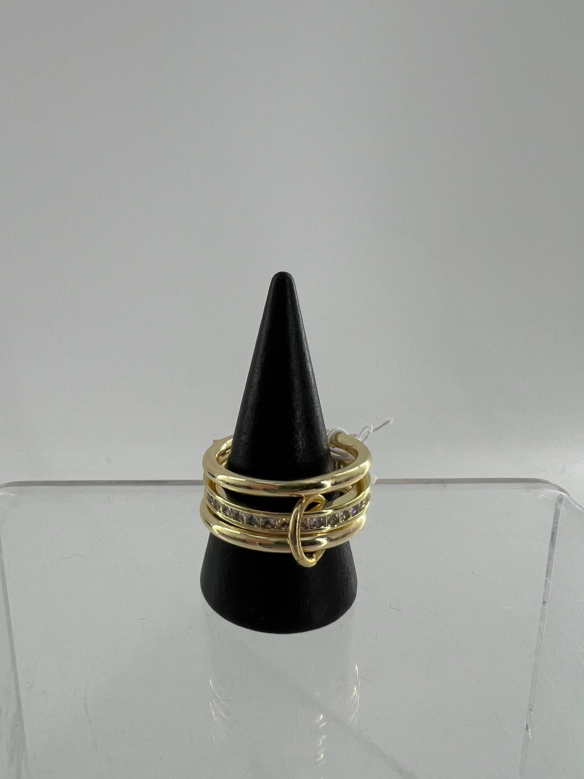 sz9 gold tone cz stacked ring