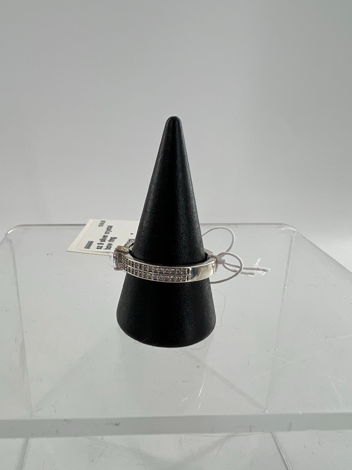 sz 9 silver crystal bow ring