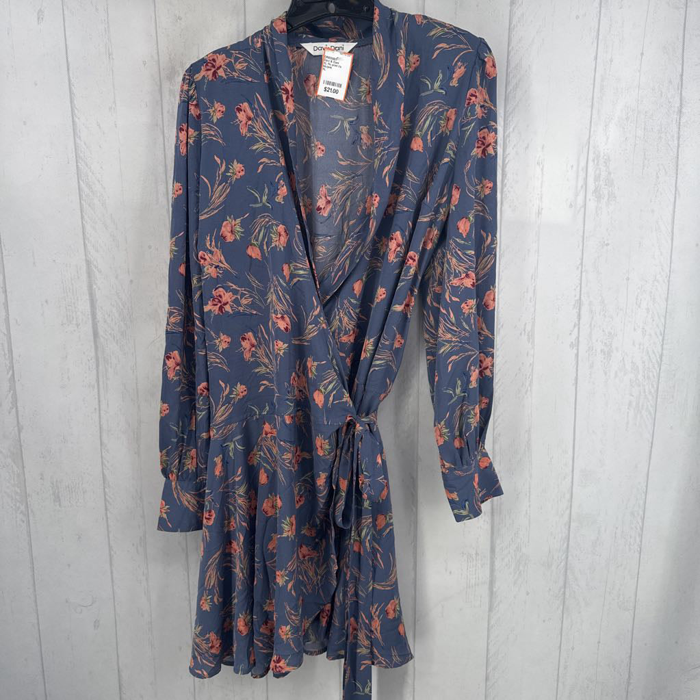 XL flo print l/s wrapdress