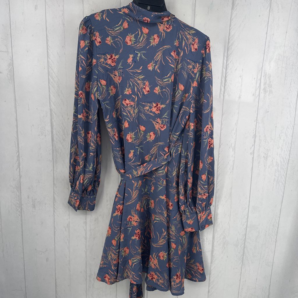 XL flo print l/s wrapdress